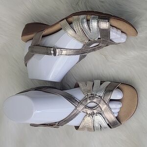 HOTTER Flare Gold Silver Metallic Open Toe Cut Out Comfort Summer Casual Sandals